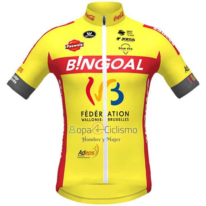 Allonie Bruxelles Ropa Ciclismo Culotte Corto 2021 Hombre Mangas Cortas AMarillo